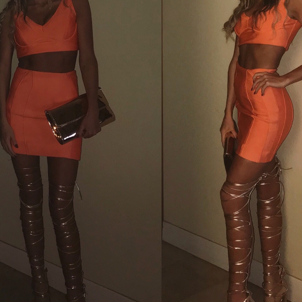 Neon orange 2 piece bandage set